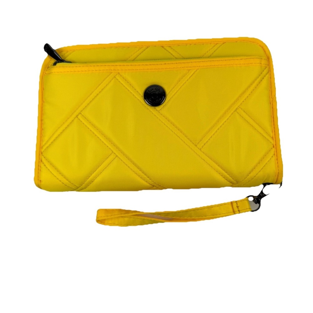 Lug Zeppelin Wallet Wristlet Bright Yellow Nylon Quilted Zip Large Organizer NEW